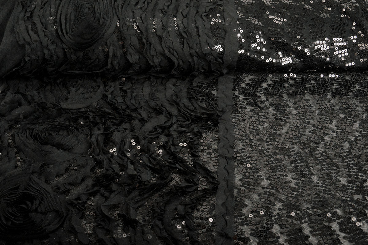 Sequins on Mesh Kumar Black