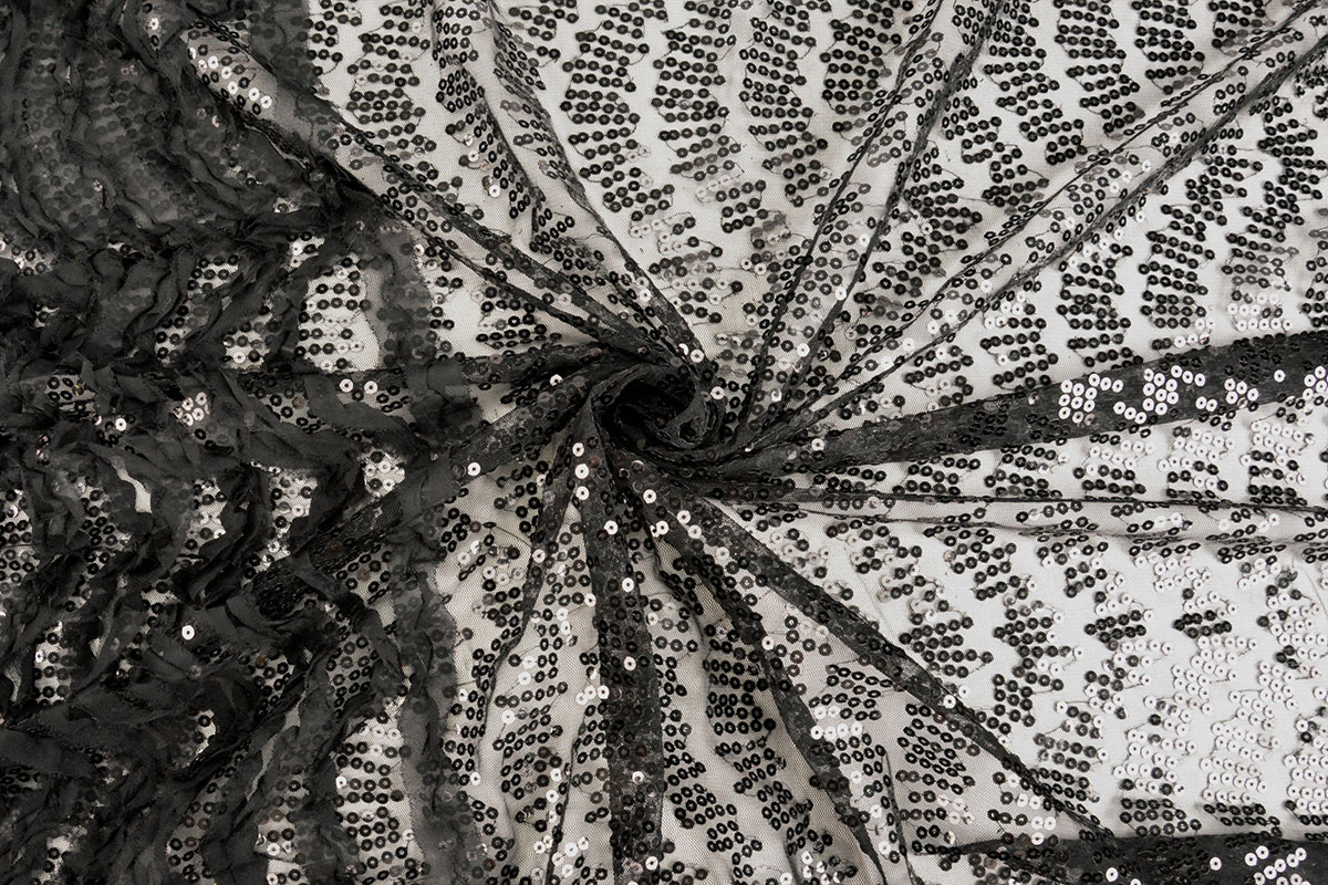 Sequins on Mesh Kumar Black