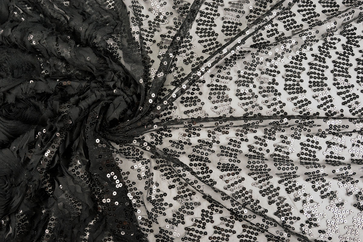 Sequins on Mesh Kumar Black