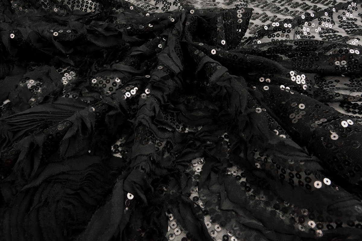 Sequins on Mesh Kumar Black