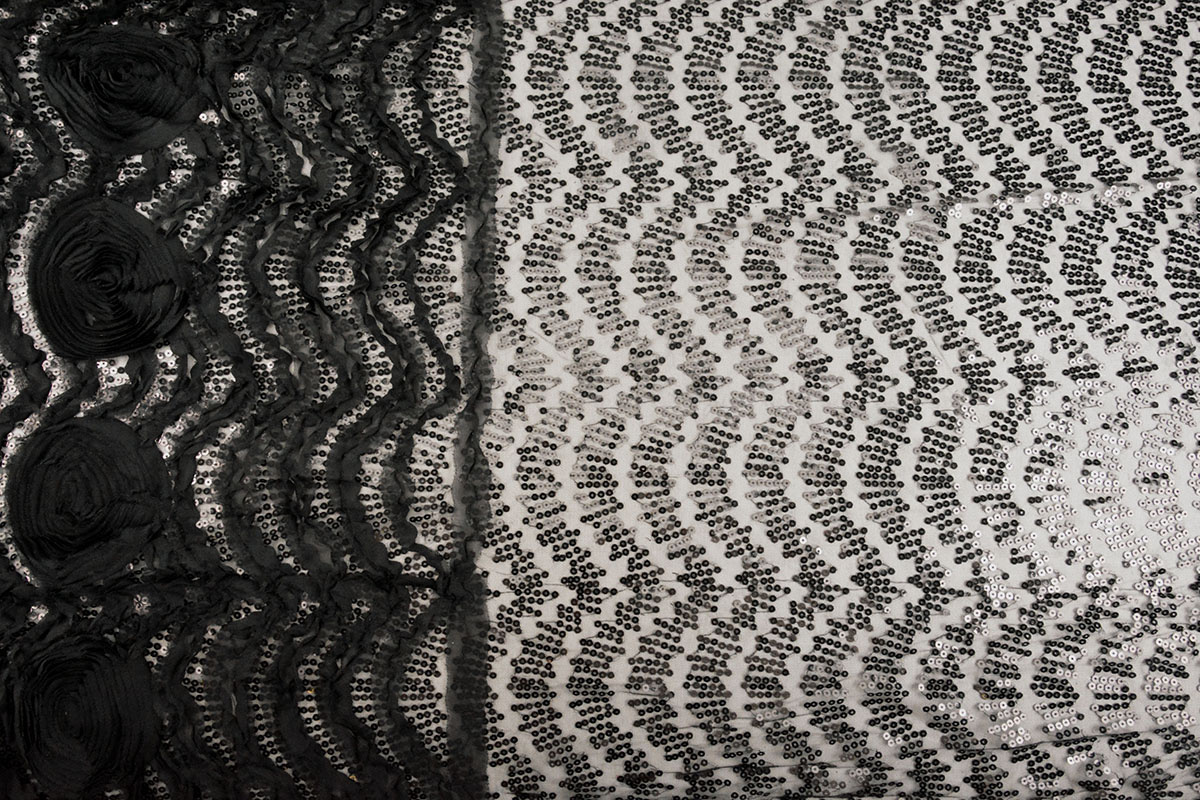 Sequins on Mesh Kumar Black