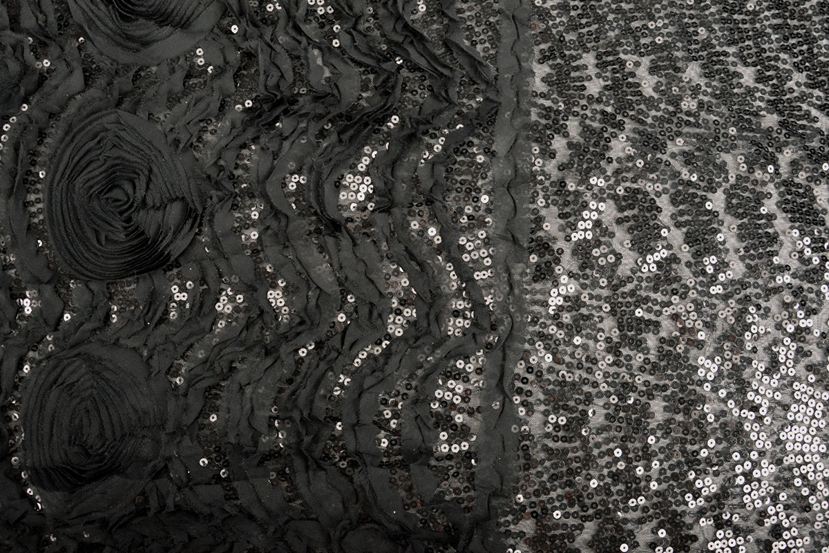 Sequins on Mesh Kumar Black