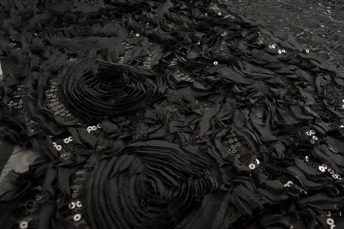 Sequins on Mesh Kumar Black