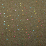 Sweatstoff Alpenfleece Star Drops Foil Armeegrün Melange