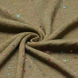 Sweatstoff Alpenfleece Star Drops Foil Armeegrün Melange