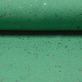 Sweatstoff Alpenfleece Paint Drops Foil Grün Melange