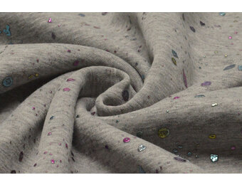 Sweatstoff Alpenfleece Paint Drops Foil Grau Melange