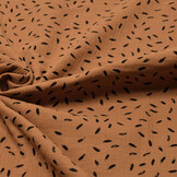 Baumwoll Musselin Stoff  Kleine Federn Brique