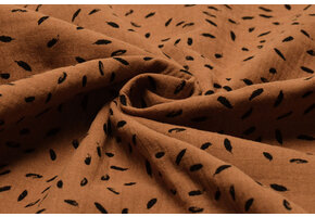 Baumwoll Musselin Stoff  Kleine Federn Brique