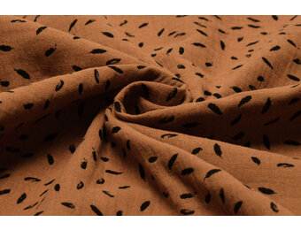 Baumwoll Musselin Stoff Kleine Federn Brique