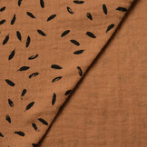 Double Gauze Fabric Little Feathers Brique