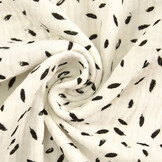 Double Gauze Fabric Little Feathers Off-White