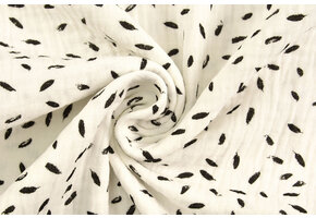 Double Gauze Fabric Little Feathers Off-White