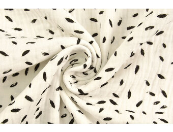 Double Gauze Fabric Little Feathers Off-White