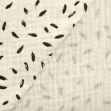 Double Gauze Fabric Little Feathers Off-White