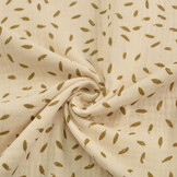 Double Gauze Fabric Little Feathers Naturel