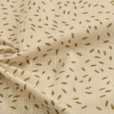 Baumwoll Musselin Stoff  Kleine Federn Natürlich