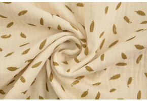 Double Gauze Fabric Little Feathers Naturel