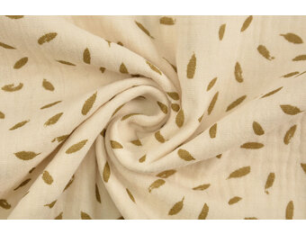 Double Gauze Fabric Little Feathers Naturel