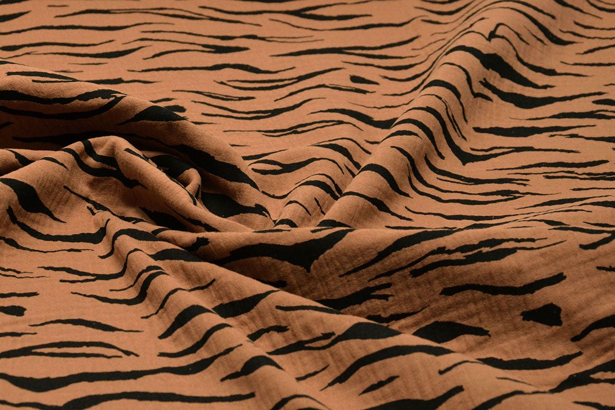 Double Gauze Fabric Zebraprint Brique