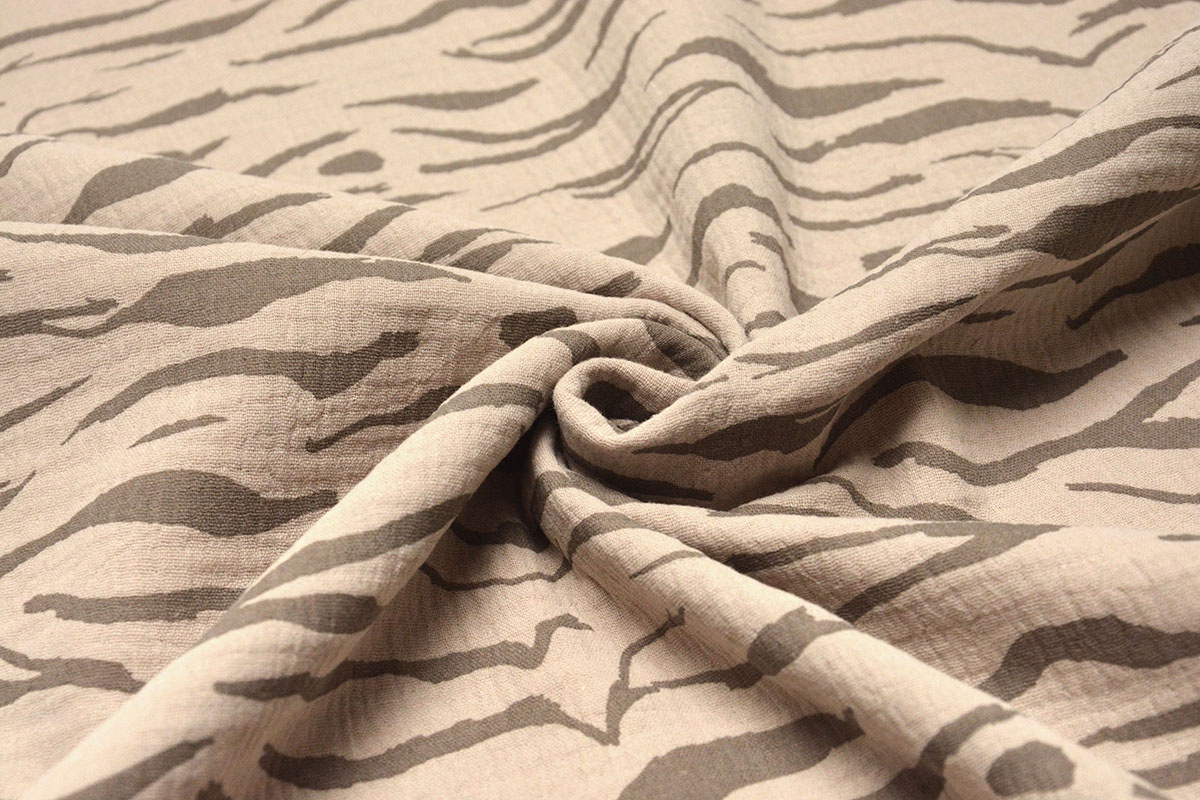 Double Gauze Fabric Zebraprint Grey