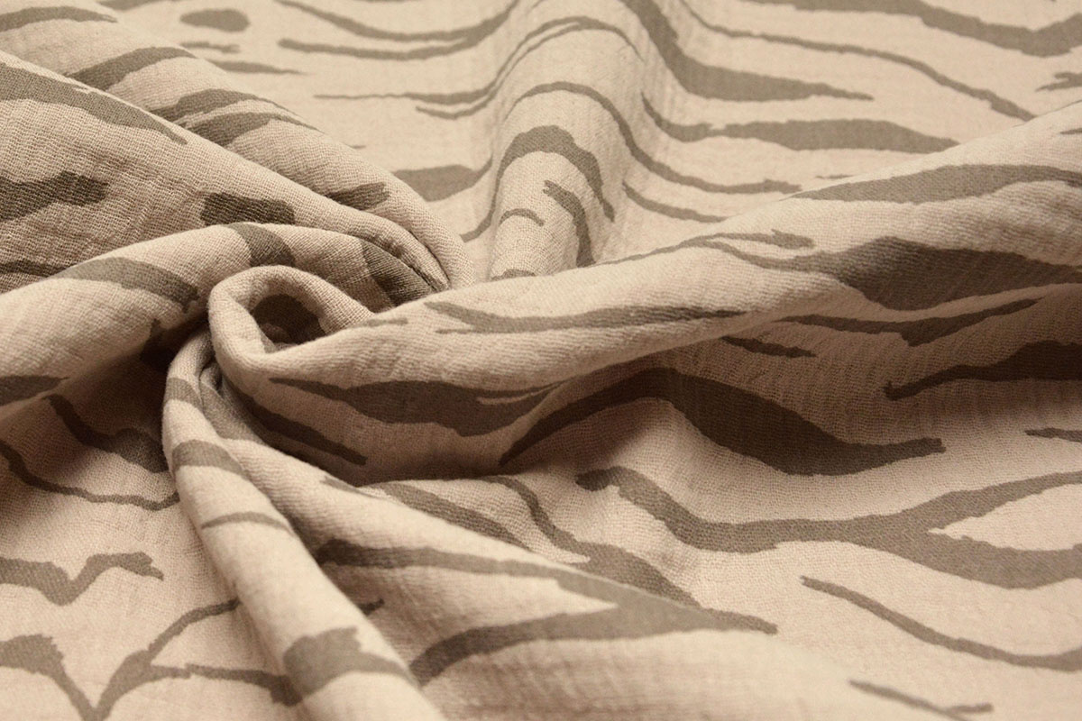 Double Gauze Fabric Zebraprint Grey