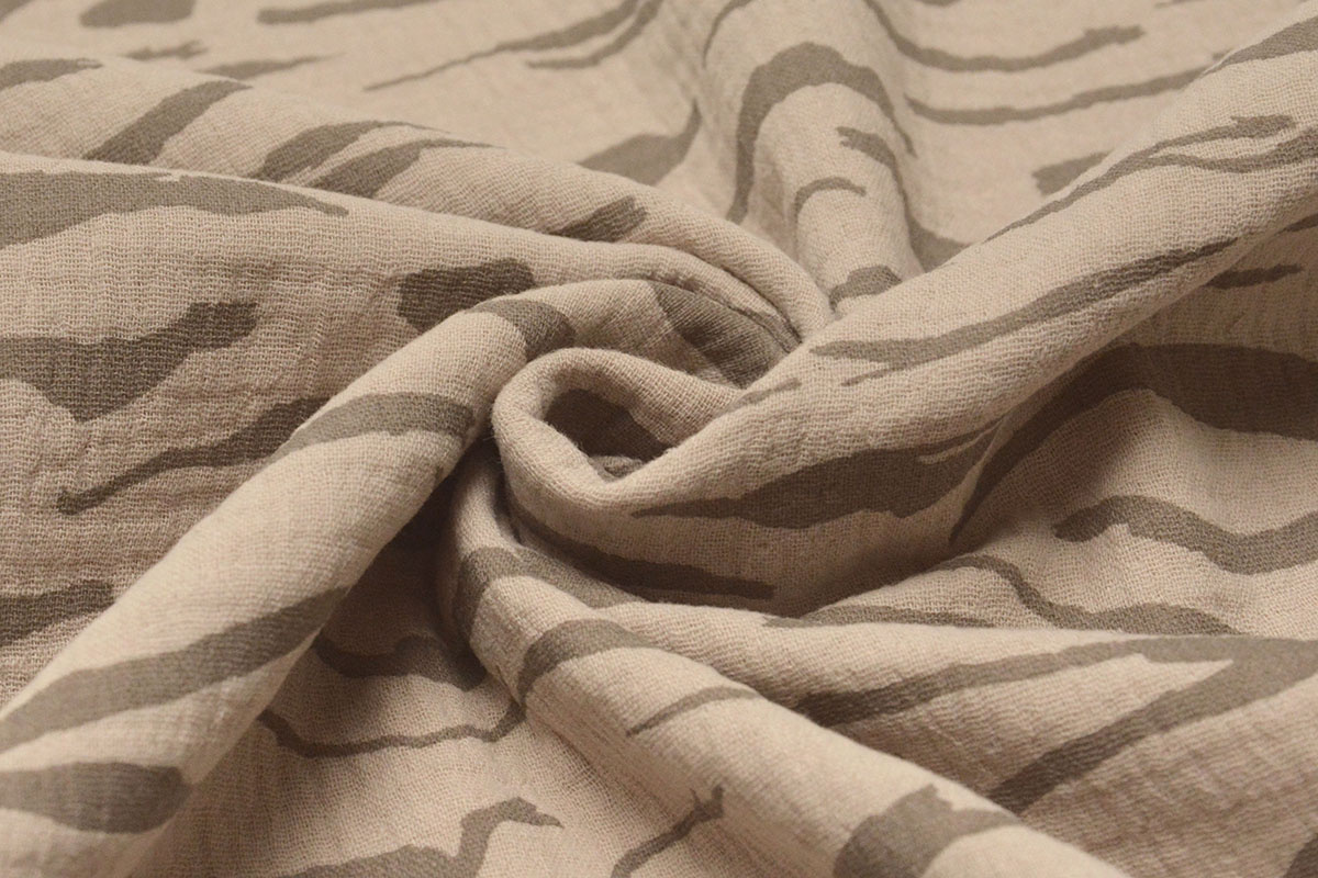 Double Gauze Fabric Zebraprint Grey