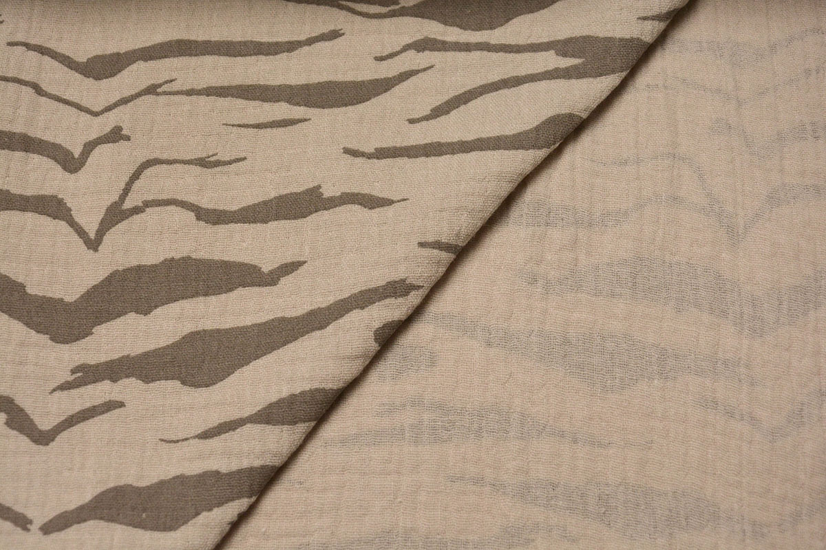 Double Gauze Fabric Zebraprint Grey