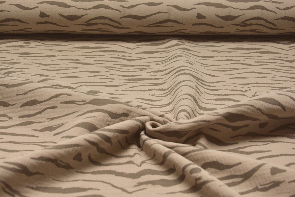 Double Gauze Fabric Zebraprint Grey