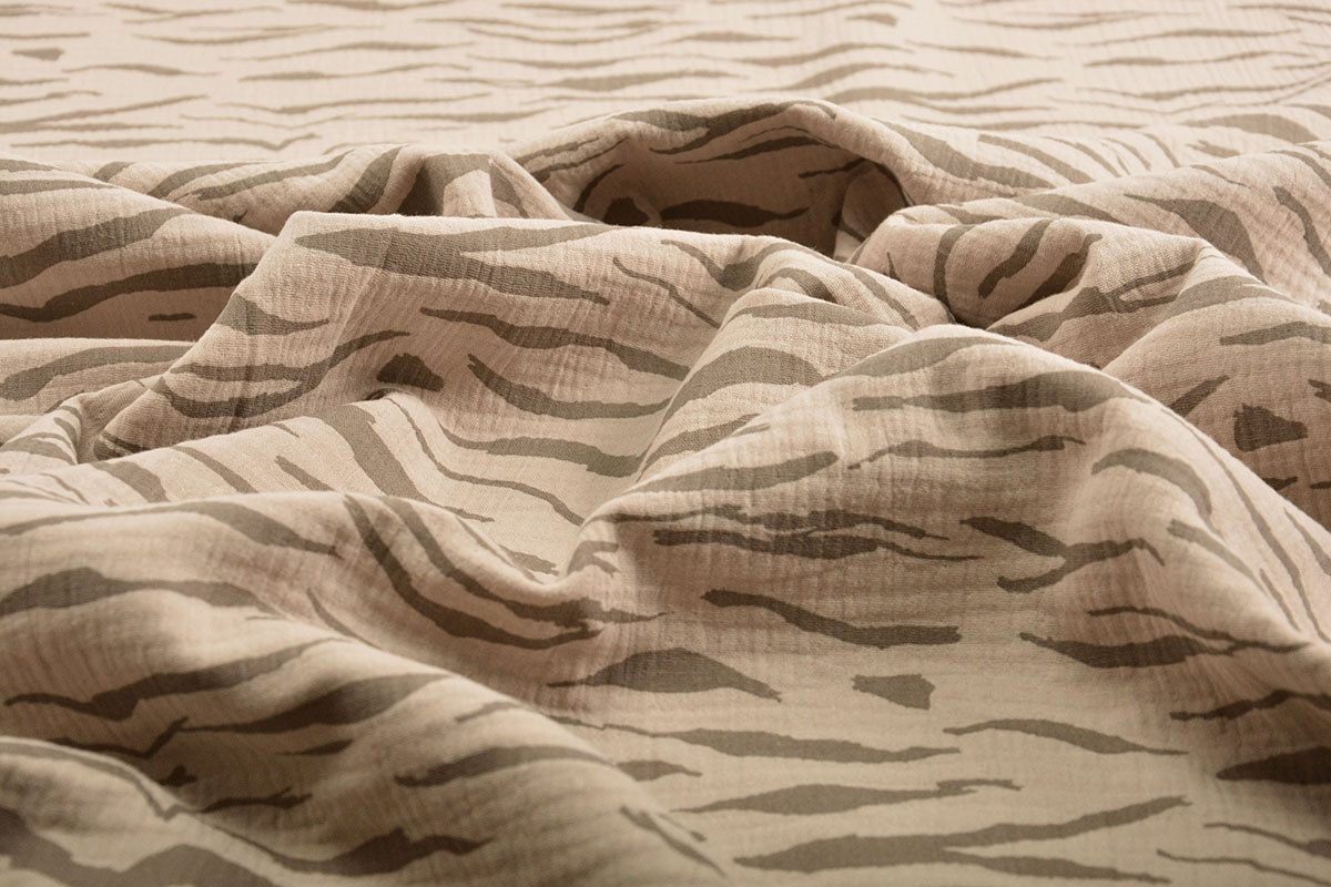 Double Gauze Fabric Zebraprint Grey