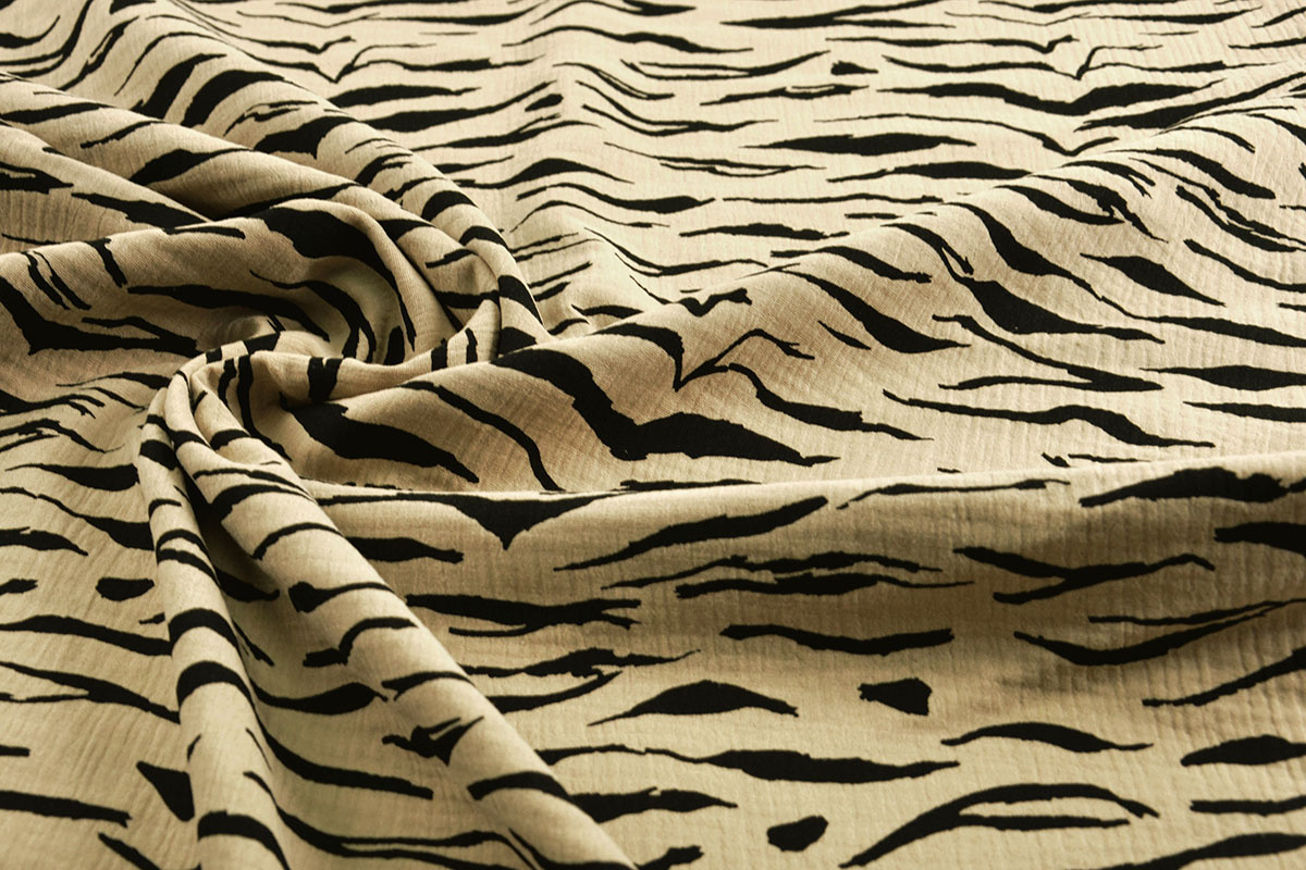 Double Gauze Fabric Zebraprint Sand