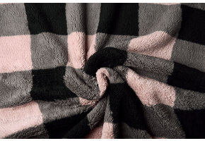 Curly Teddy Large Checkered Pink Grey