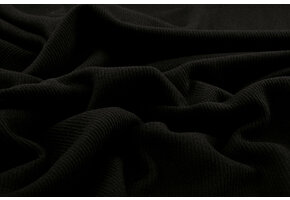 Woven Wool Coat Ribbed Fabric Black