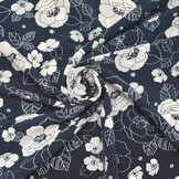 Cupro Stoff Bedruckt Tyambo Marineblau