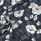 Cupro Fabric Printed Tyambo Navy Blue