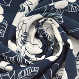 Cupro Stof Bedrukt Tyambo Marine Blauw