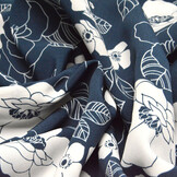 Cupro Stof Bedrukt Tyambo Marine Blauw