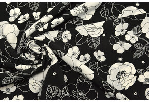 Cupro Stoff Bedruckt Tyambo Schwarz