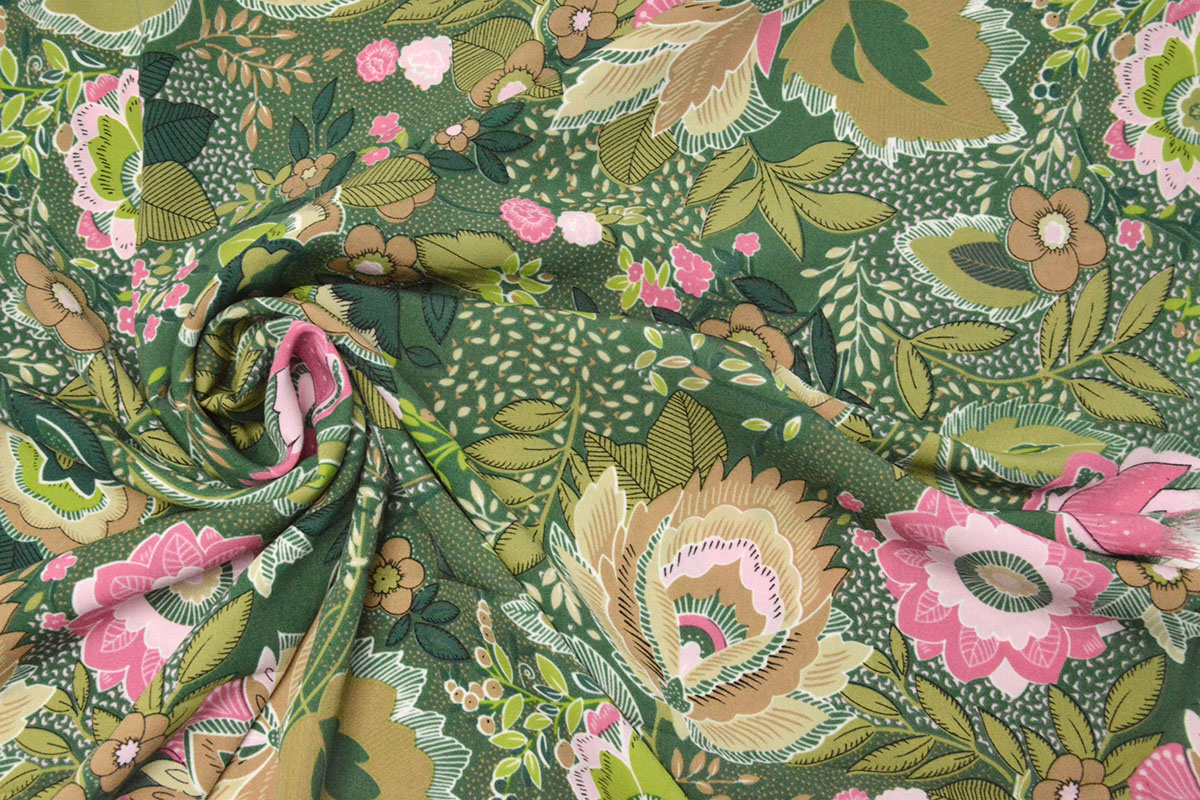 Crepe Printed Alango Green