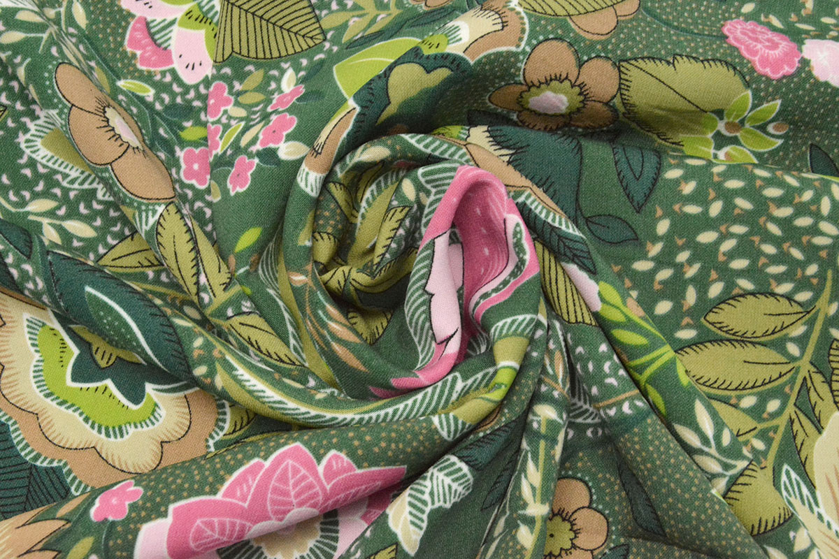 Crepe Printed Alango Green