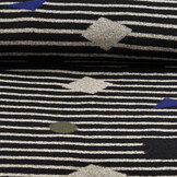 Knitted Woolen Fabric Stripes Kubic Black