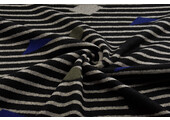 Gestrickter Wollstoff Streifen Kubic Schwarz