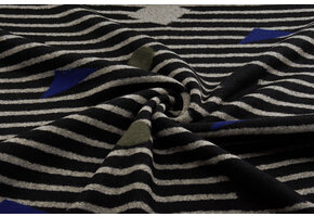 Knitted Woolen Fabric Stripes Kubic Black