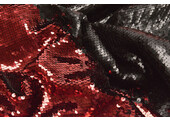 Reversibler Paillettenstoff Rot-Schwarz