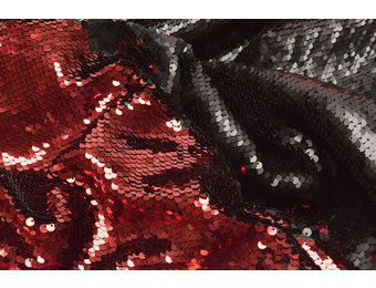 Reversibler Paillettenstoff Rot-Schwarz