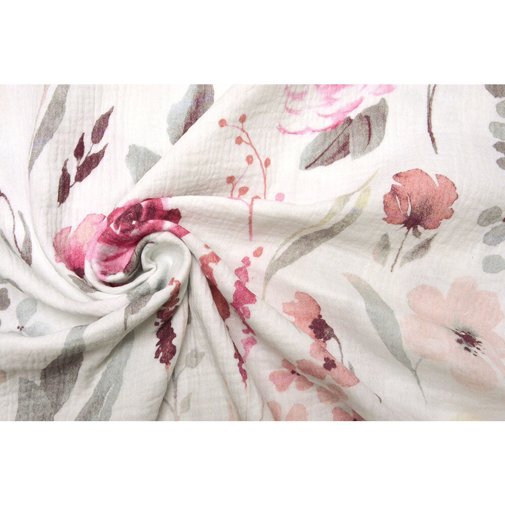 Double Gauze Fabric Flowers Senna YES Fabrics