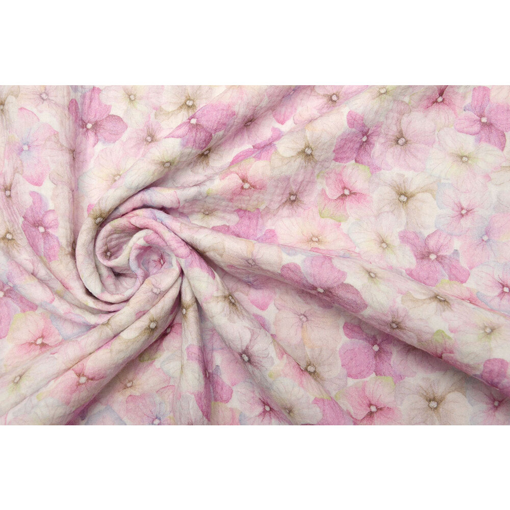 Double Gauze Fabric Flowers Violetta YES Fabrics