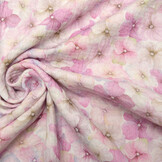 Baumwoll Musselin Stoff Blumen Violetta