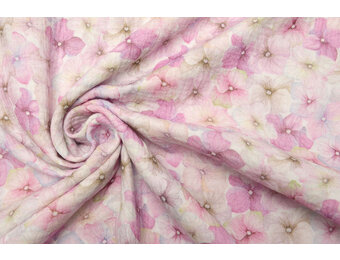 Baumwoll Musselin Stoff Blumen Violetta