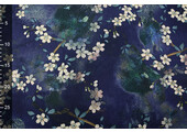 Scuba Crepe Printed Flower Bunch Blue
